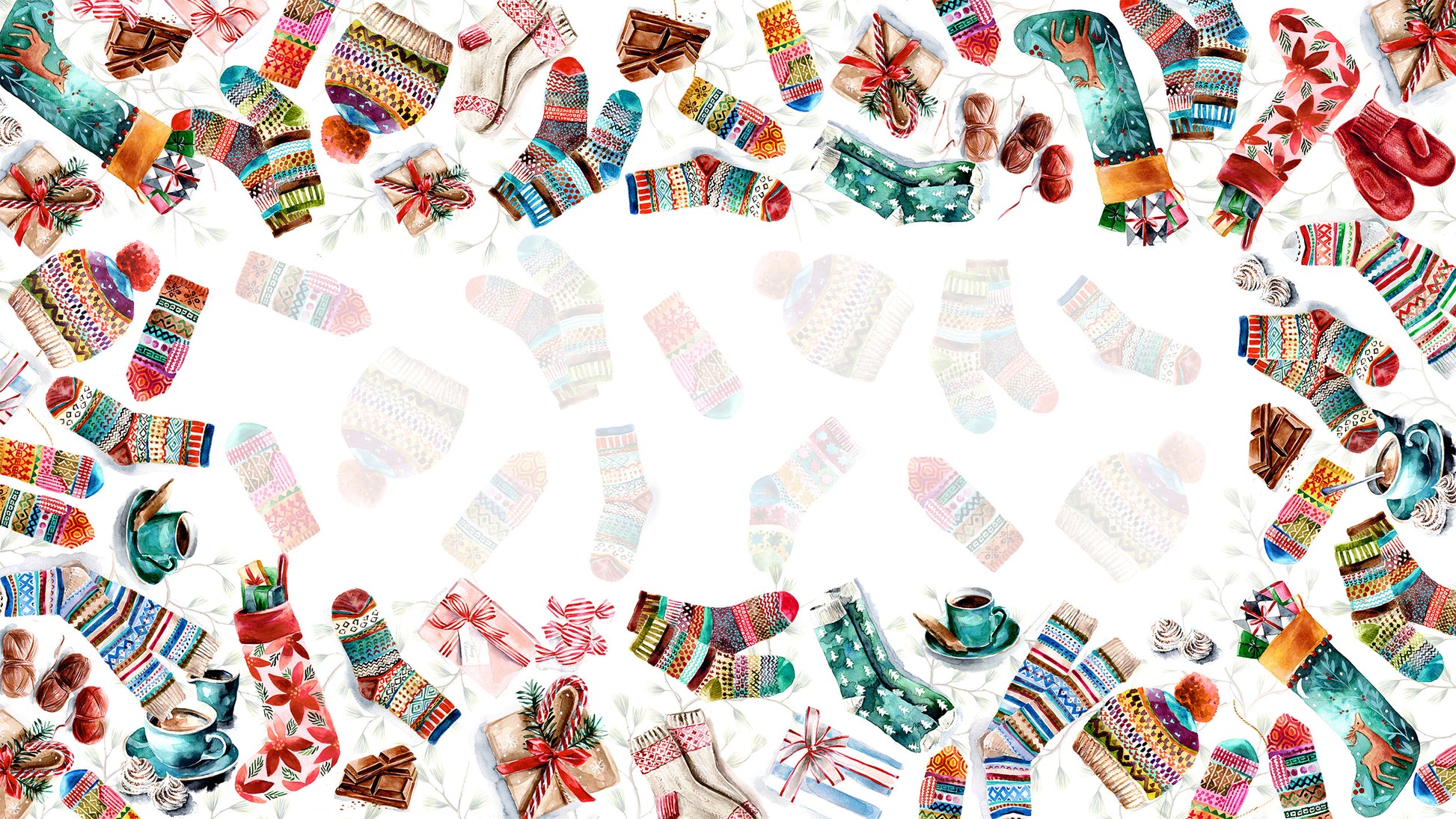 Socks tablecloth in mixed linen, 180x320 cm, Christmas stocking print