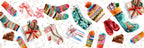 Socks runner in mixed linen, 50x150 cm, Christmas stocking print