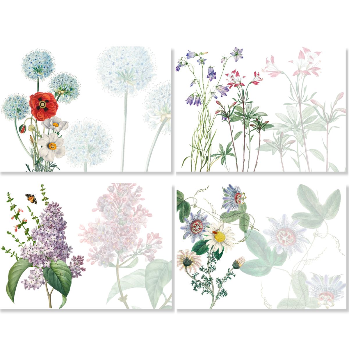 Lot de 4 sets de table en lin 100 % — Collection Printemps — Fabriqués en Italie