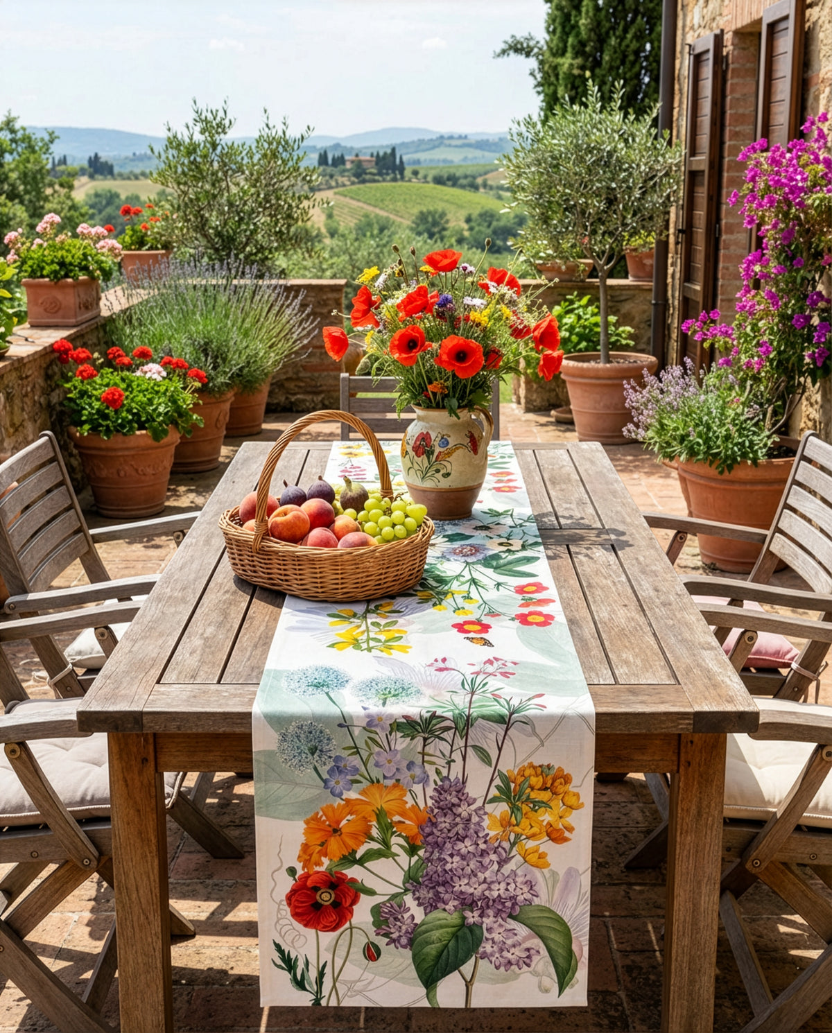 Chemin de table en lin pur Spring, 100 % fabriqué en Italie