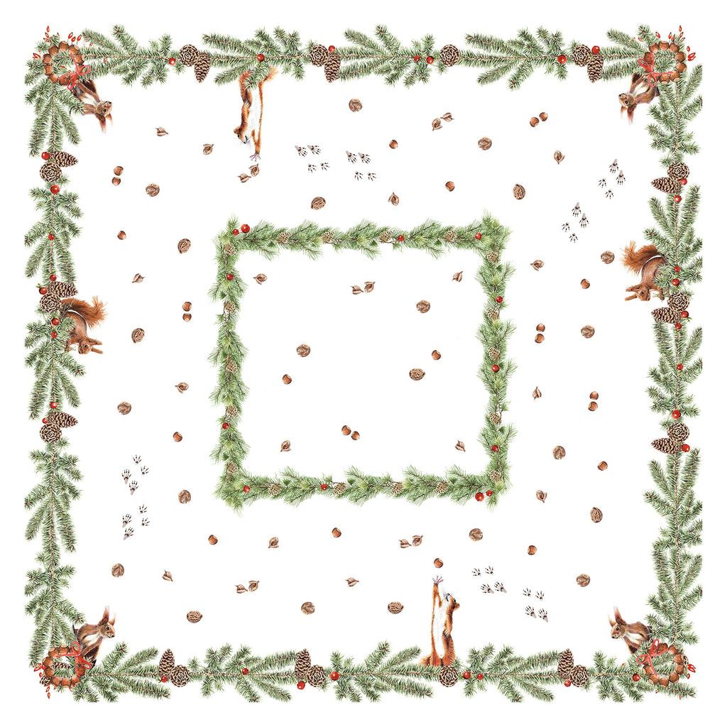 Linen Tablecloth «The Squirrel», 100% Made in Italy