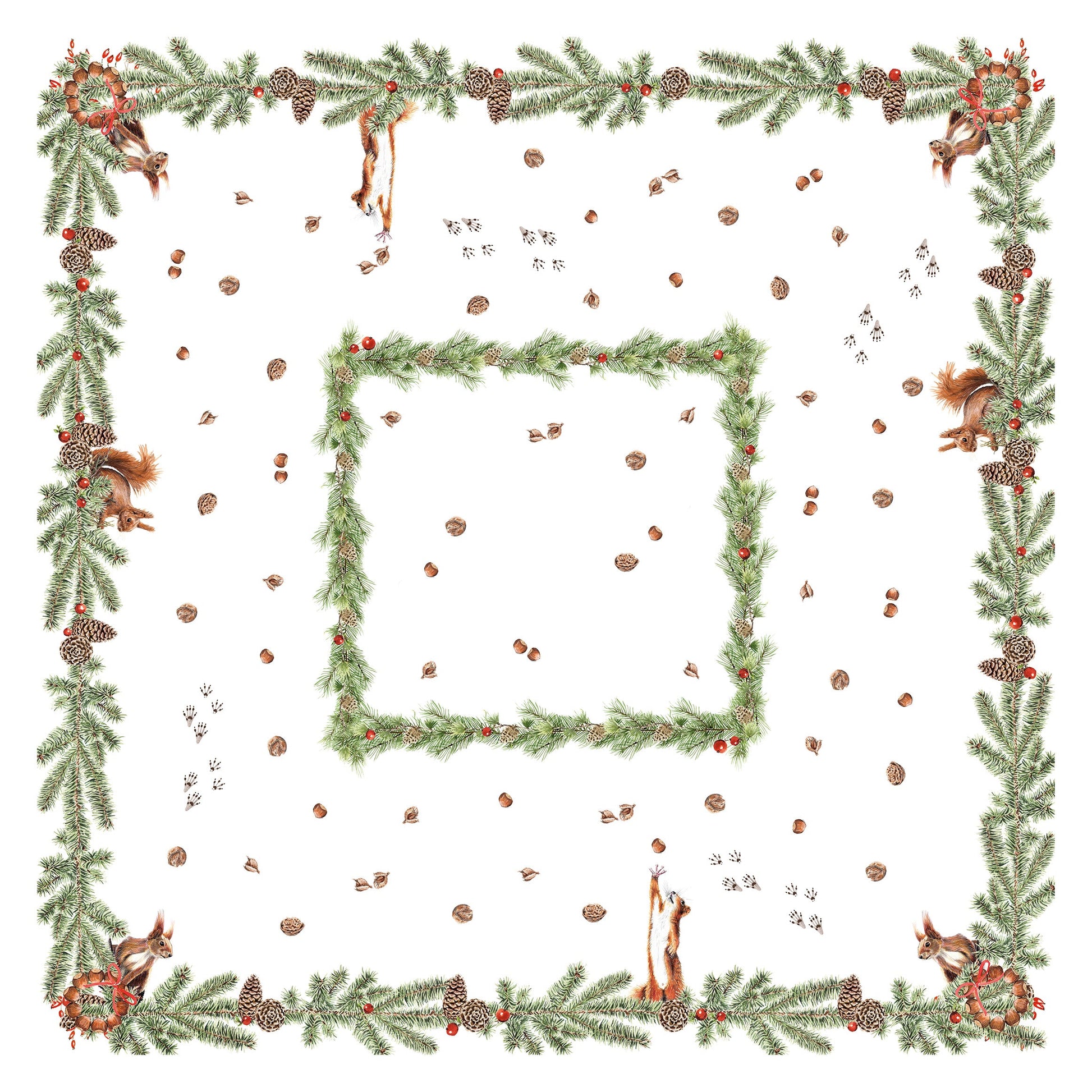 Linen Tablecloth «The Squirrel», 100% Made in Italy