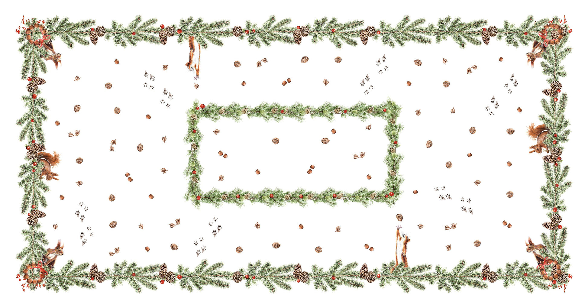 Linen Tablecloth «The Squirrel», 100% Made in Italy