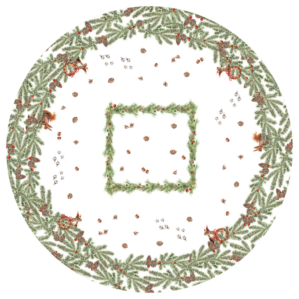 Linen Tablecloth «The Squirrel», 100% Made in Italy