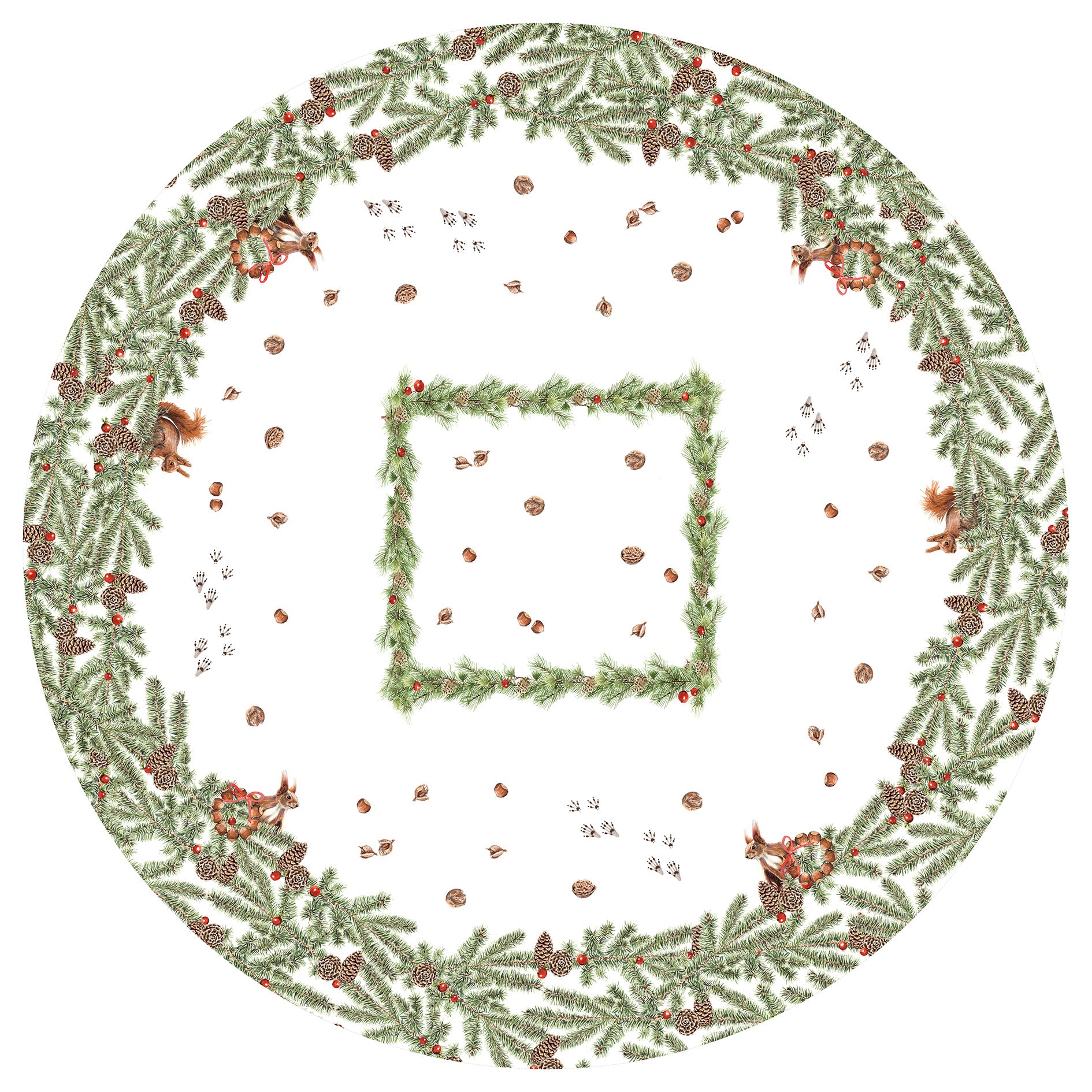 Linen Tablecloth «The Squirrel», 100% Made in Italy