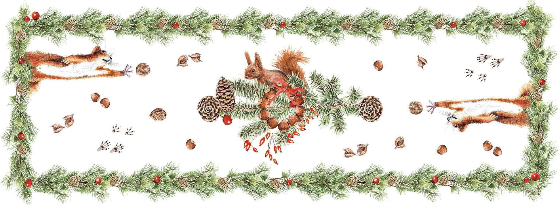 Pure Linen Runner «The Squirrel» 100% Made in Italy