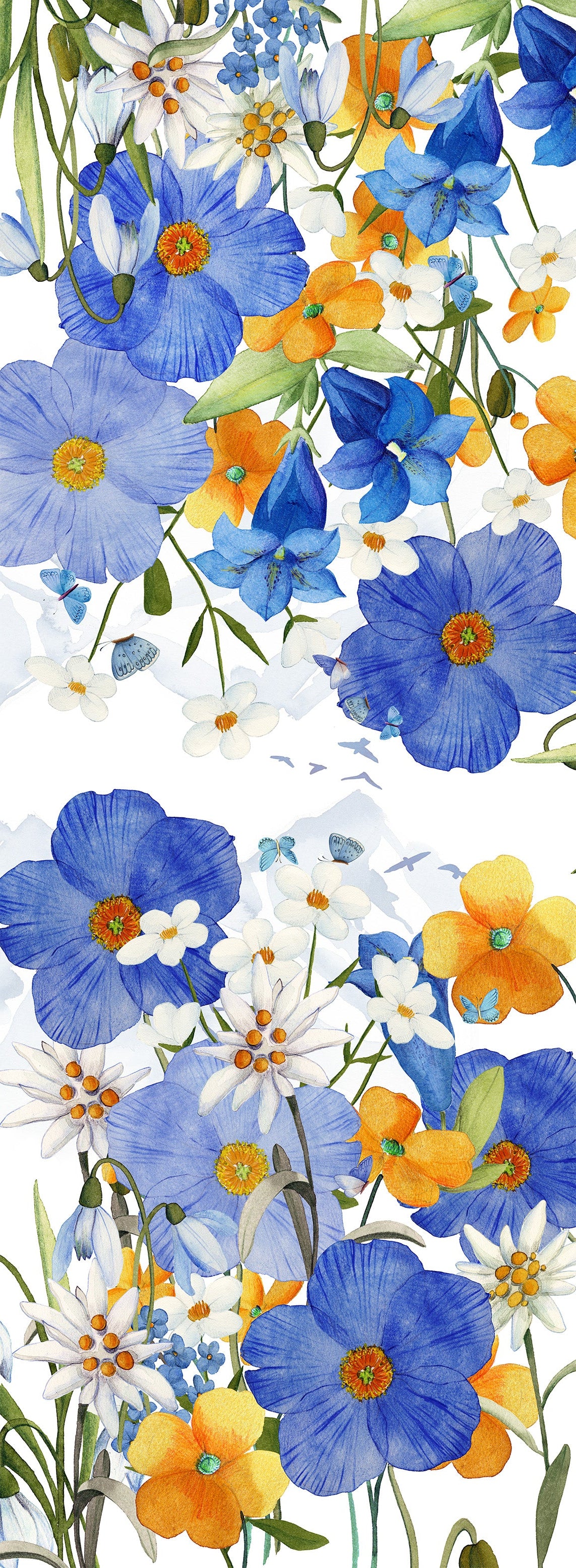 Pure Linen Runner «Alpi Flora» 100% Made in Italy - The Napking