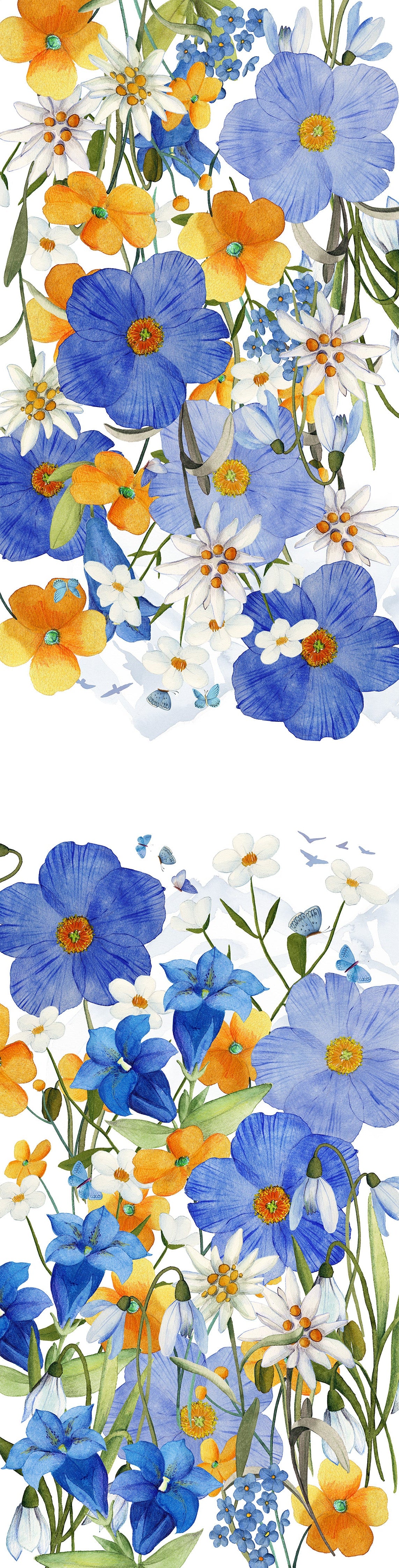 Pure Linen Runner «Alpi Flora» 100% Made in Italy - The Napking