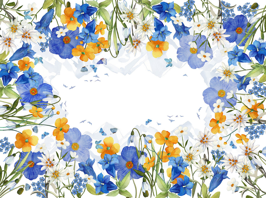 Tovaglia in lino «Alpi Flora», 100% Made in Italy