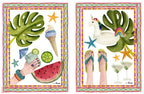 Summer Party pure linen kitchen towels digitally printed Made in Italy