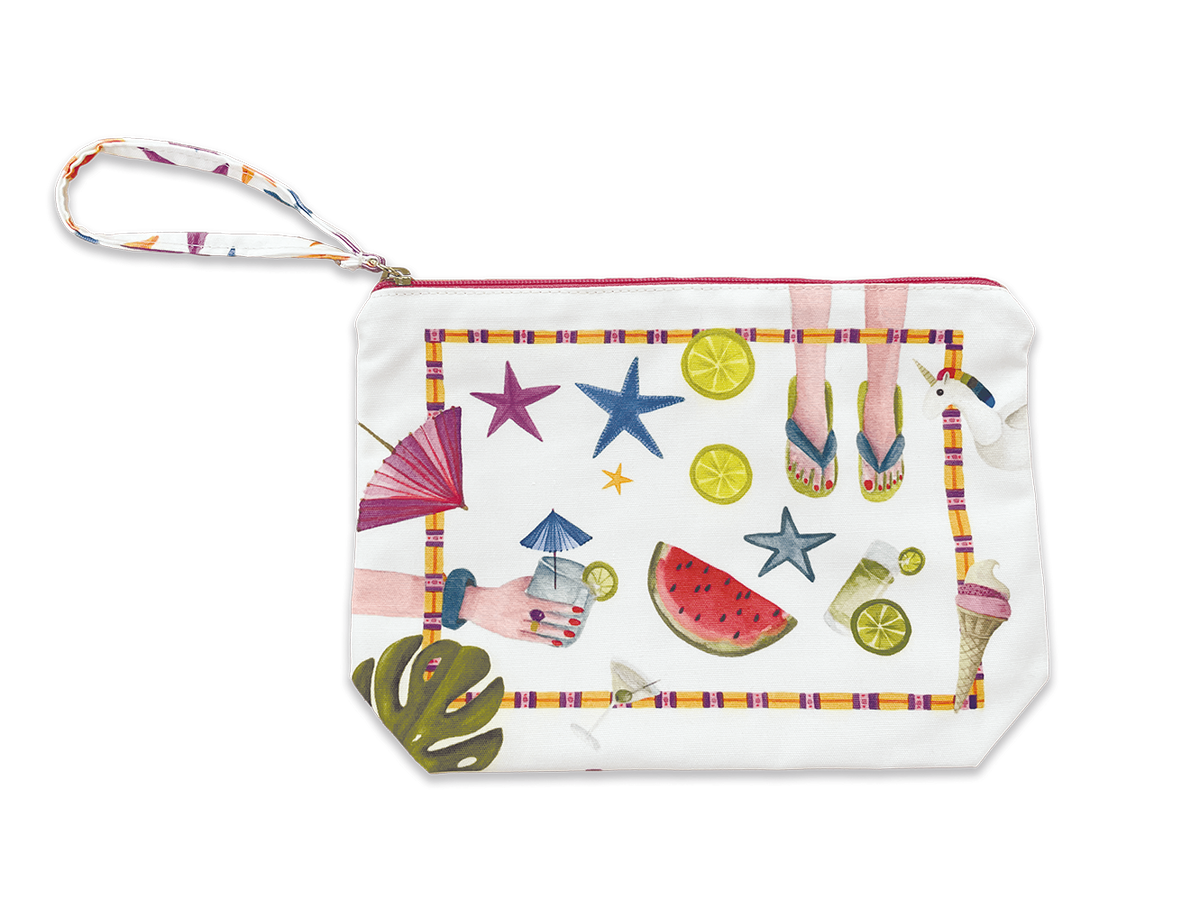 Summer Party cotton pochette digitally printed Made in Italy
