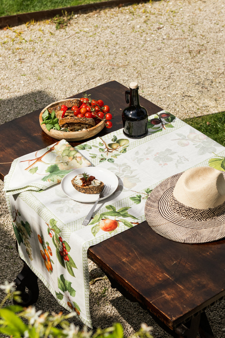 Pure Linen Runner «Summer Fruit» 100% Made in Italy - The Napking