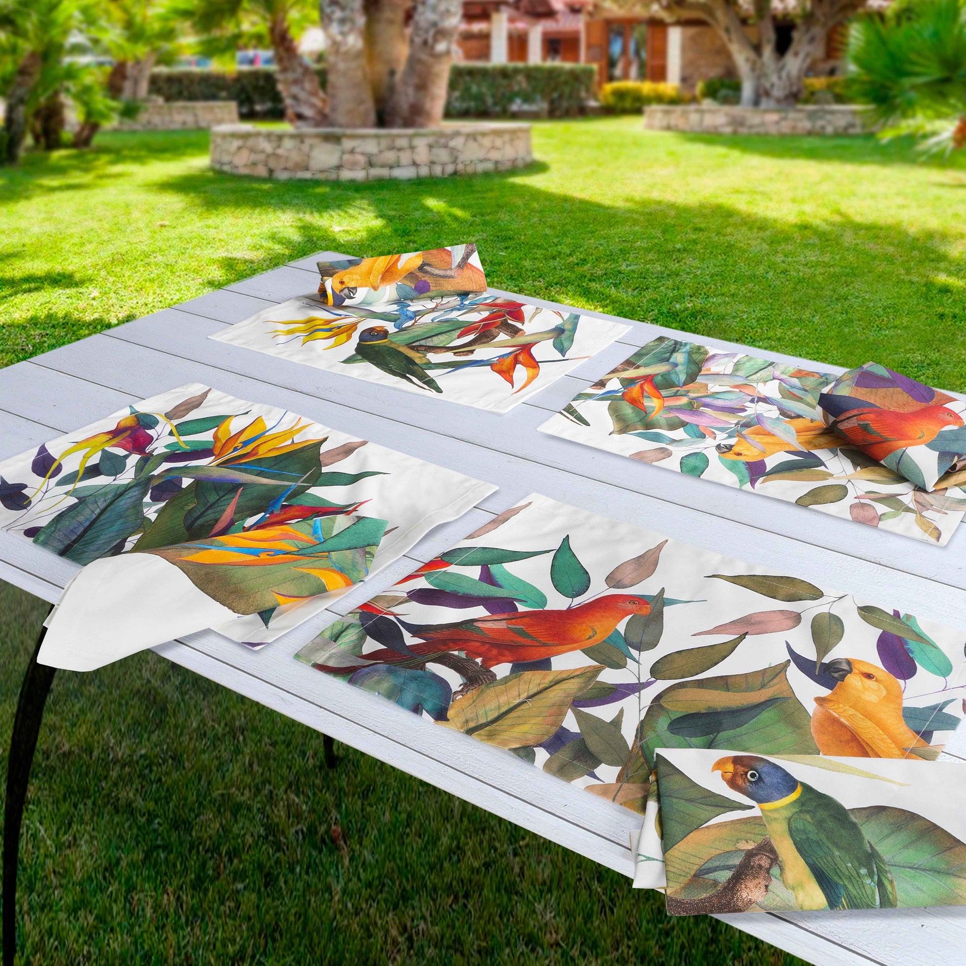 Set of 4 Placemats «Tropici» Cotton Satin 100% Made in Italy