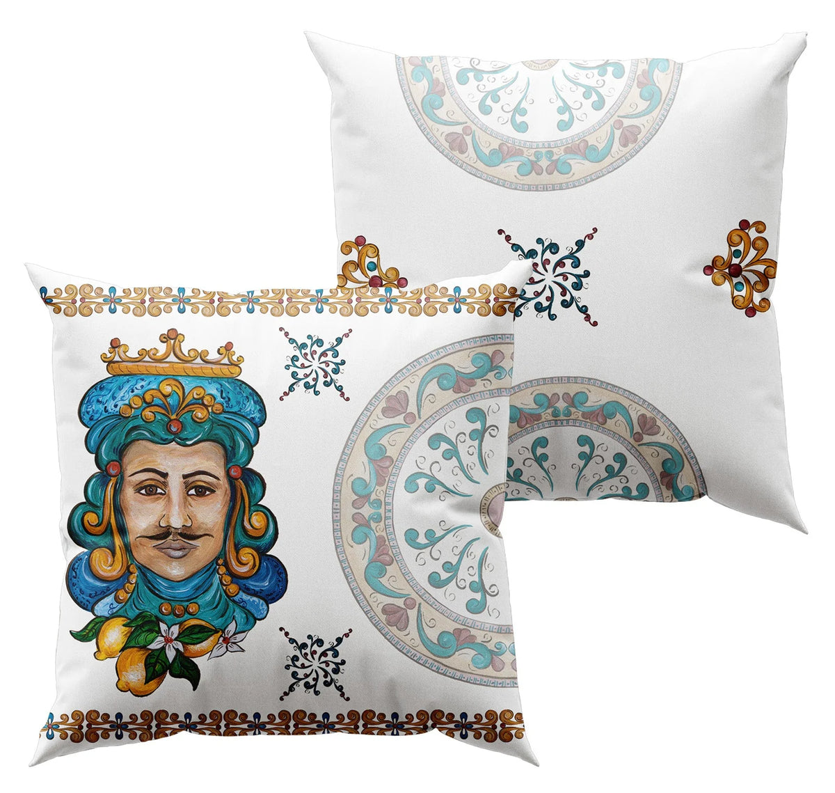 Coussin « Teste di Moro », 100 % fabriqué en Italie