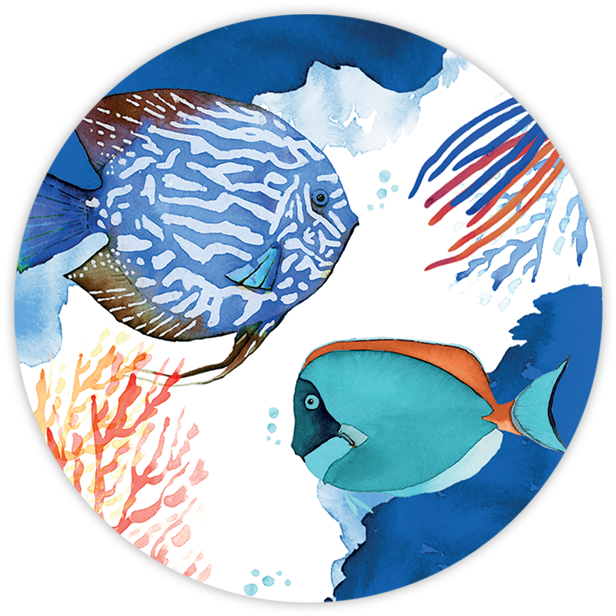 Set of 2 coasters «The Reef» wood and cork - 100% Made in Italy