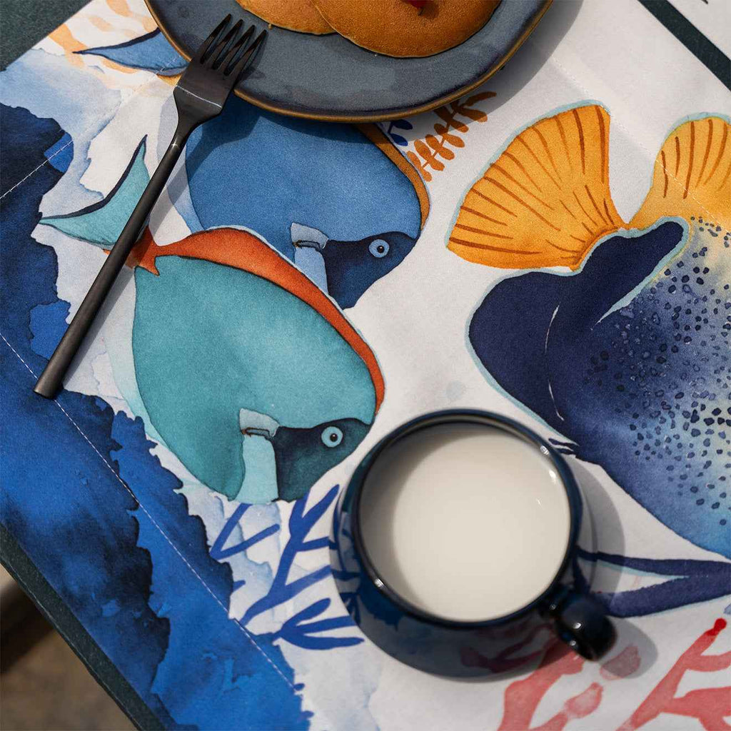 Set of 4 Placemats «The Reef» Cotton Satin 100% Made in Italy - The Napking