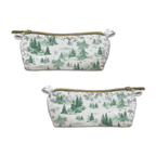 Toile De Jouy velvet case in blue variant with scenic illustrated print
