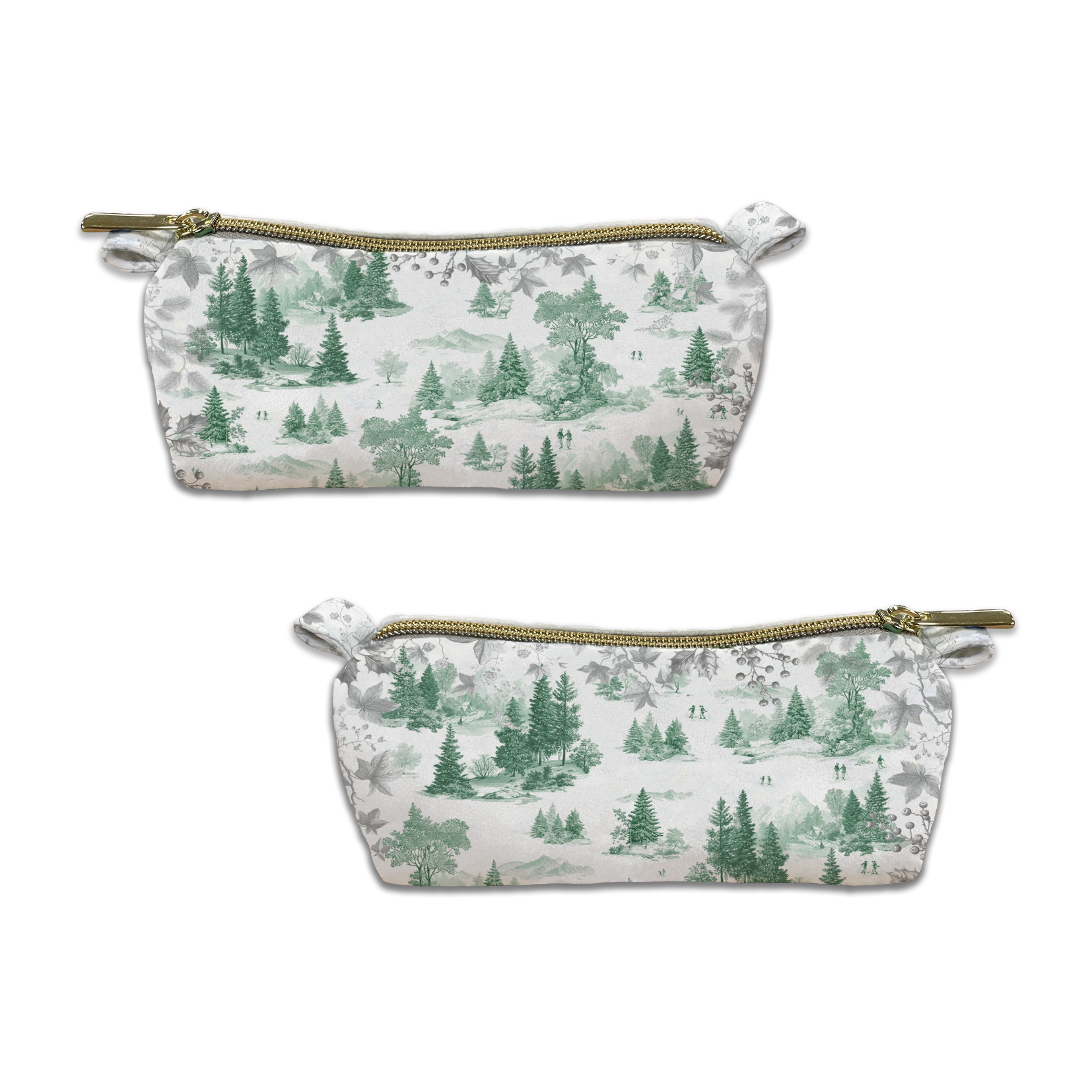 Toile De Jouy velvet case in blue variant with scenic illustrated print