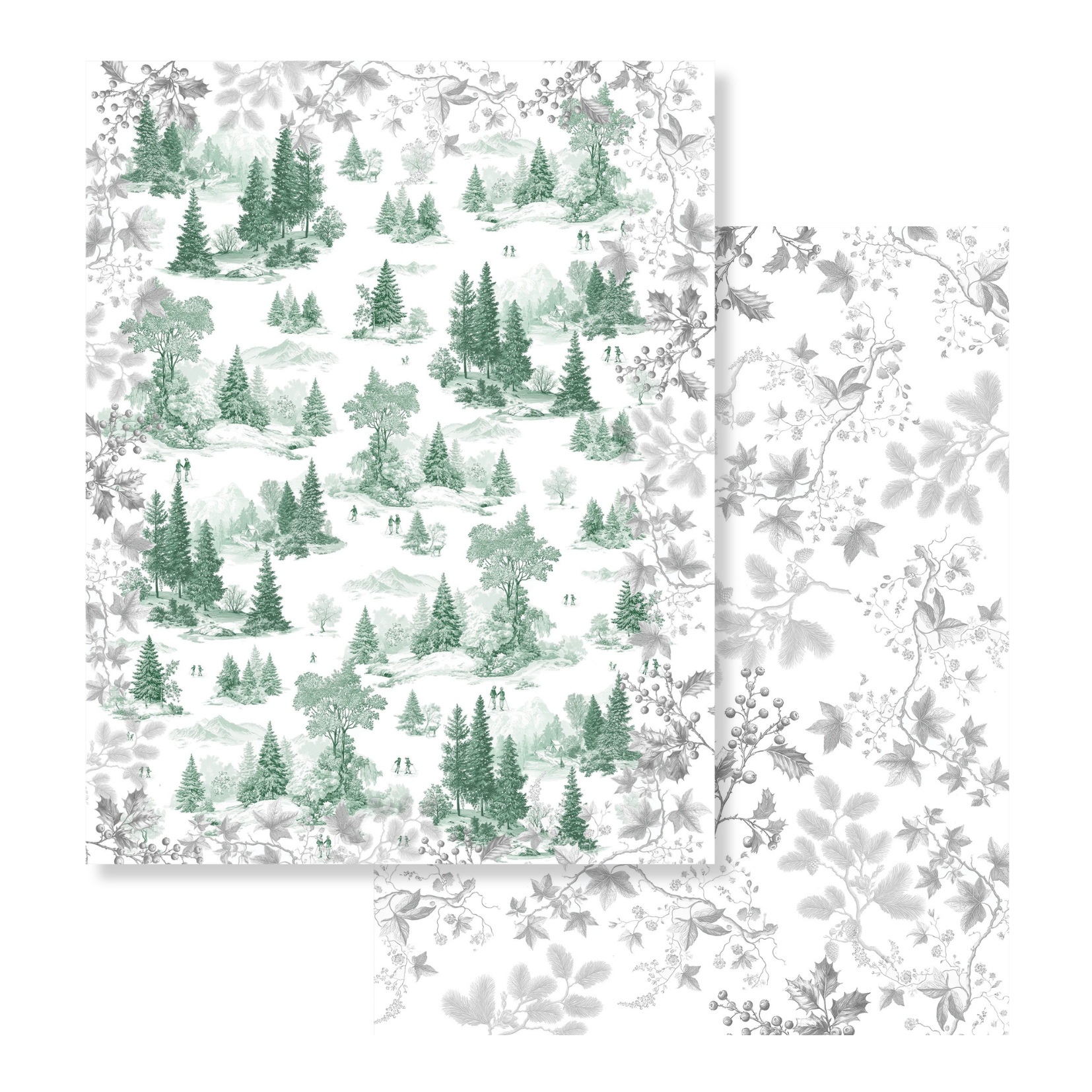 Toile De Jouy velvet plaid in ruby variant with scenic illustrated print