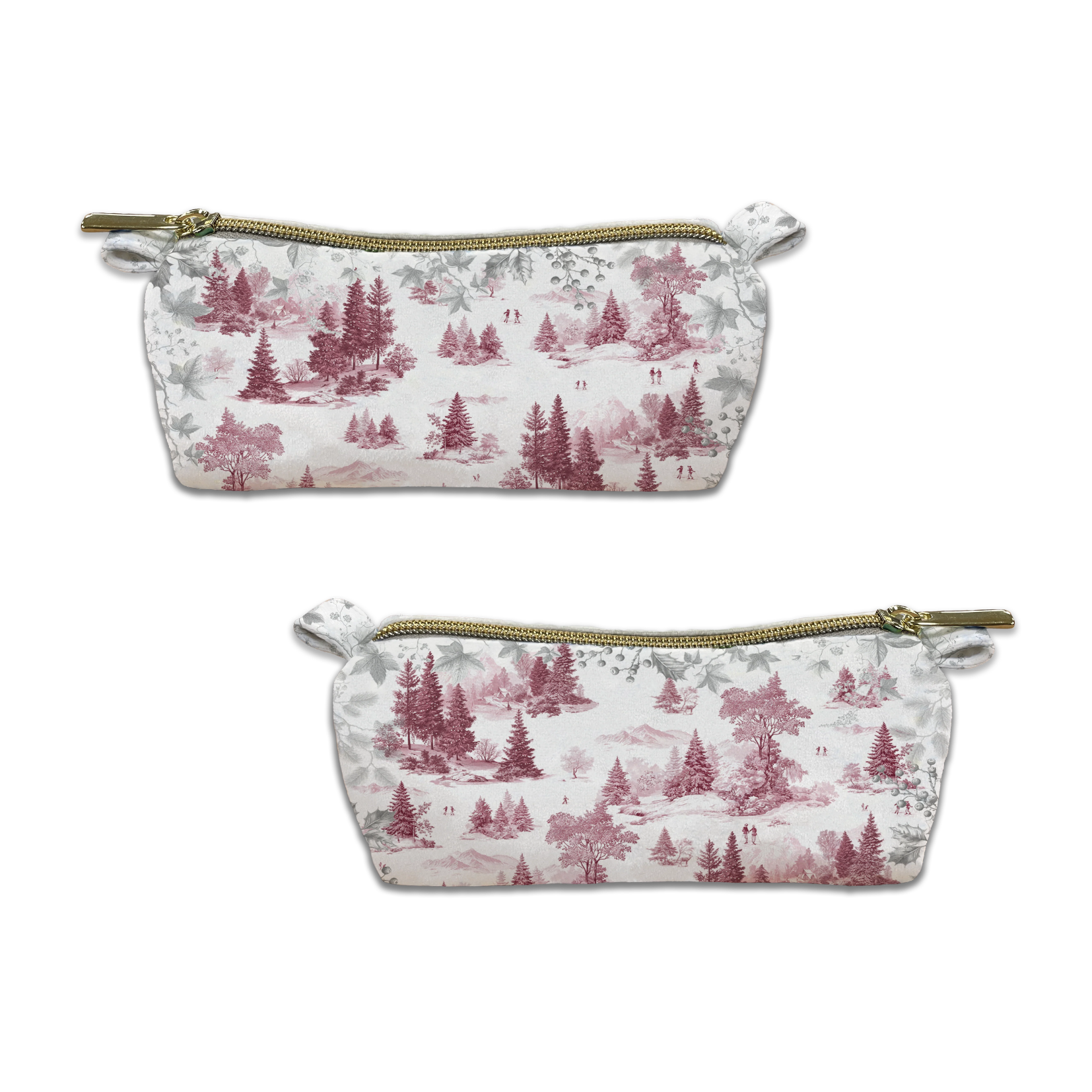 Toile De Jouy velvet case in green variant with scenic illustrated print