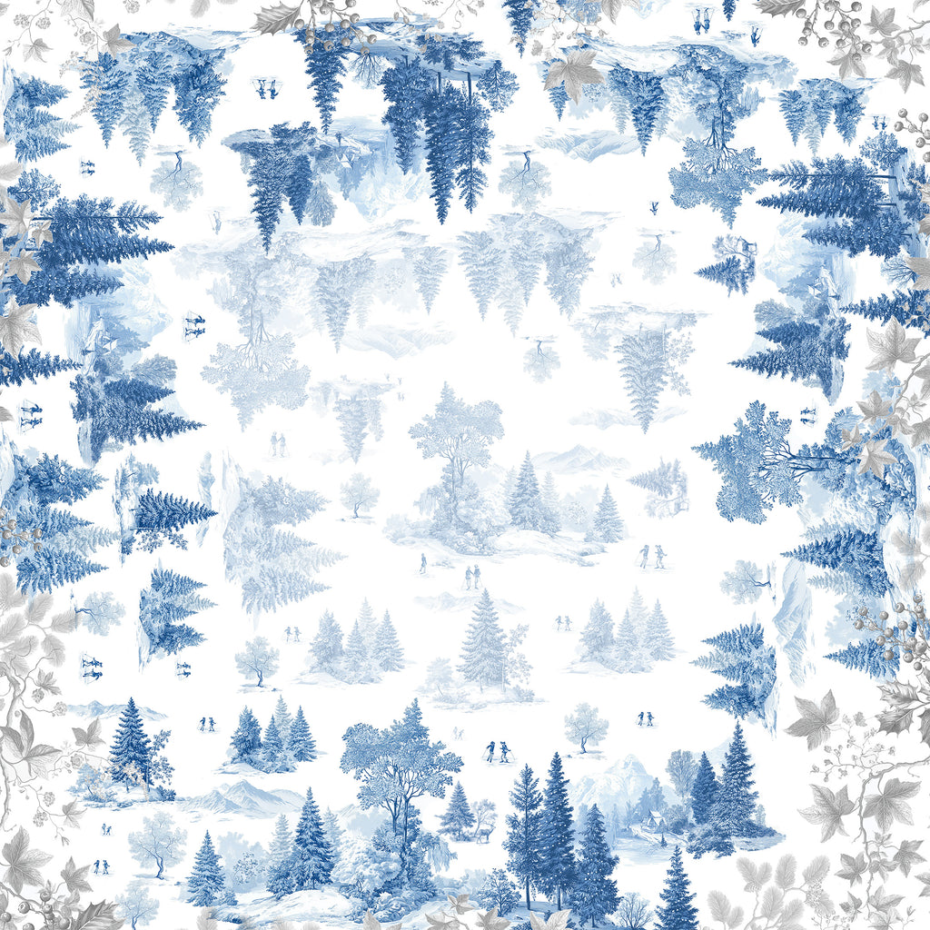 Toile De Jouy tablecloth premium linen with digitally printed decorative design