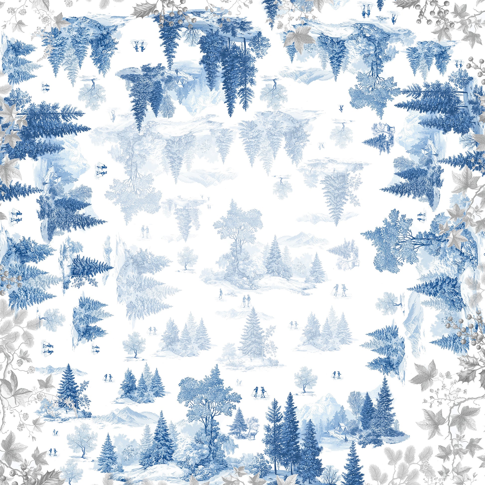 Toile De Jouy tablecloth premium linen with digitally printed decorative design