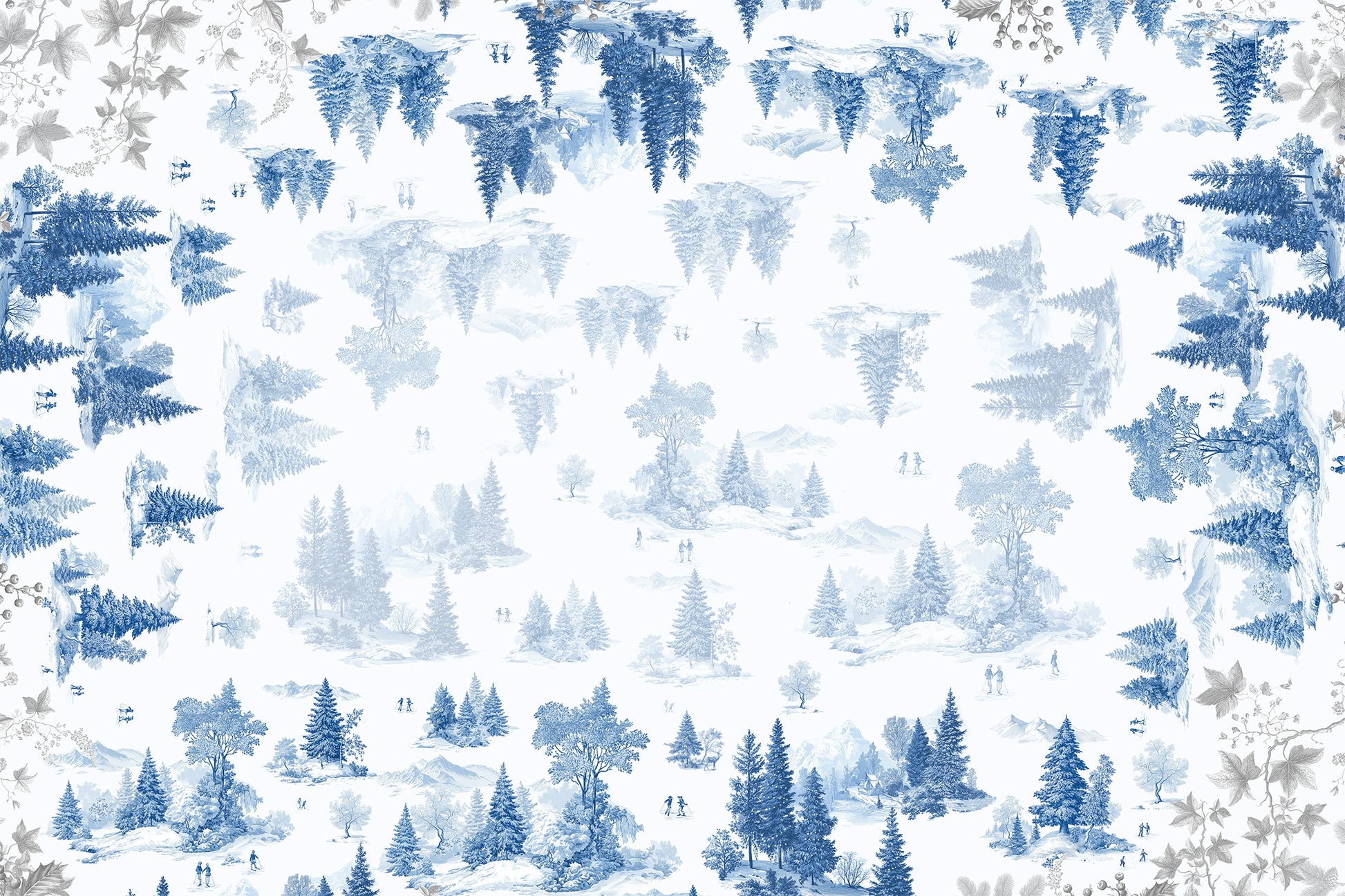 Toile De Jouy tablecloth premium linen with digitally printed decorative design