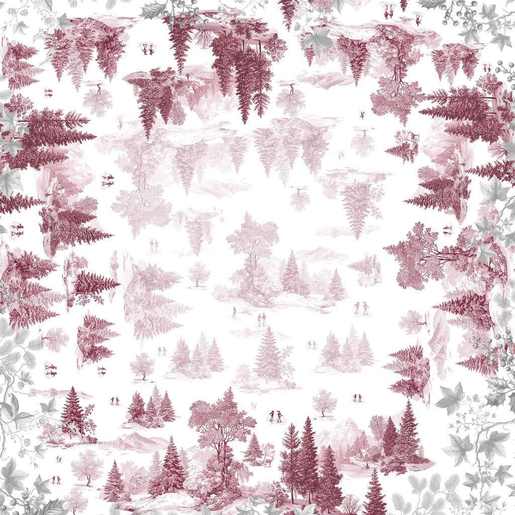 Toile De Jouy tablecloth premium linen with digitally printed decorative design