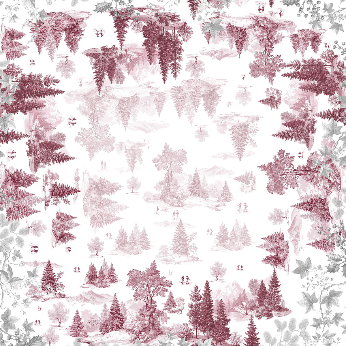 Toile De Jouy tablecloth premium linen with digitally printed decorative design