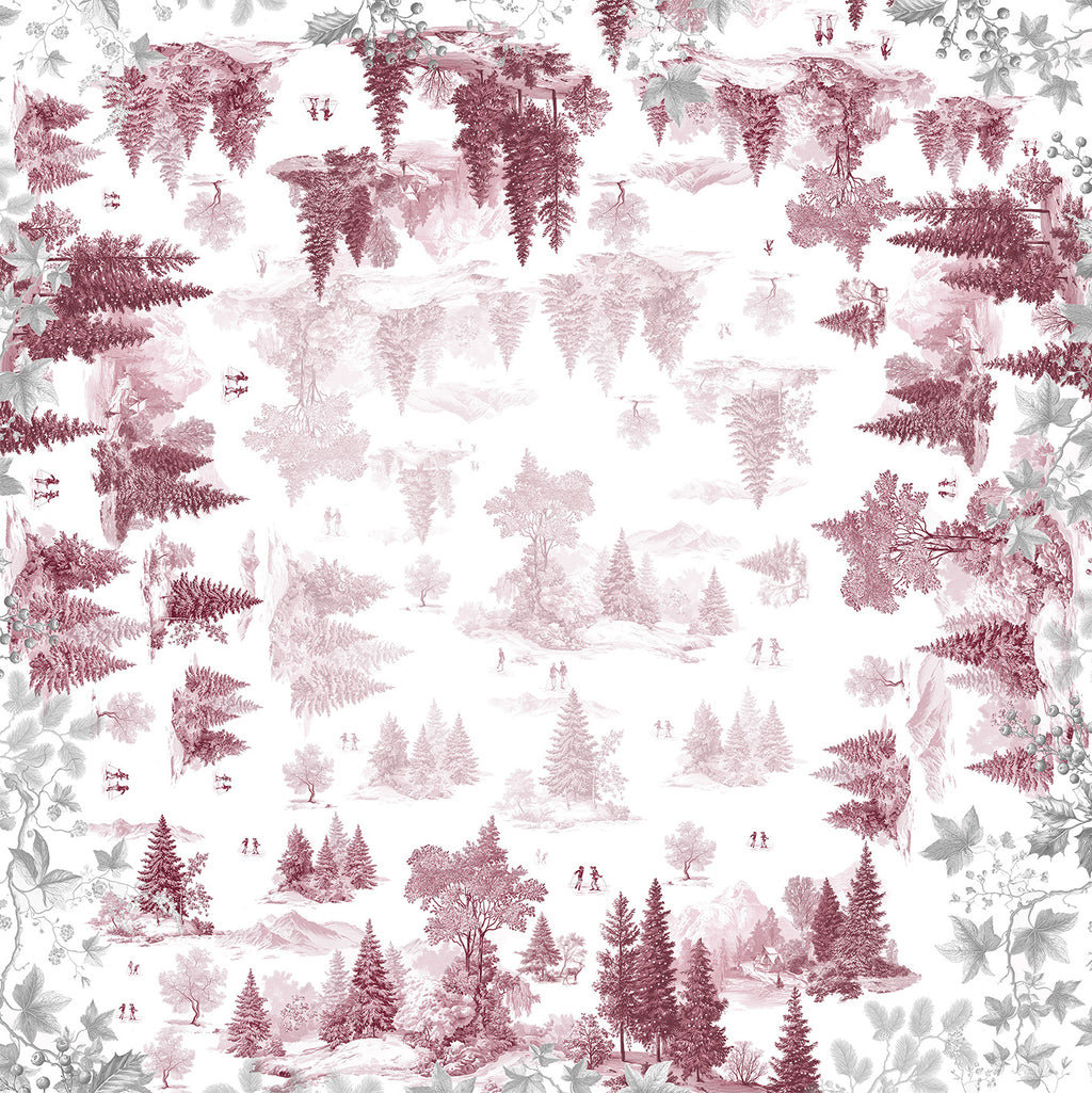 Toile De Jouy tablecloth premium linen with digitally printed decorative design