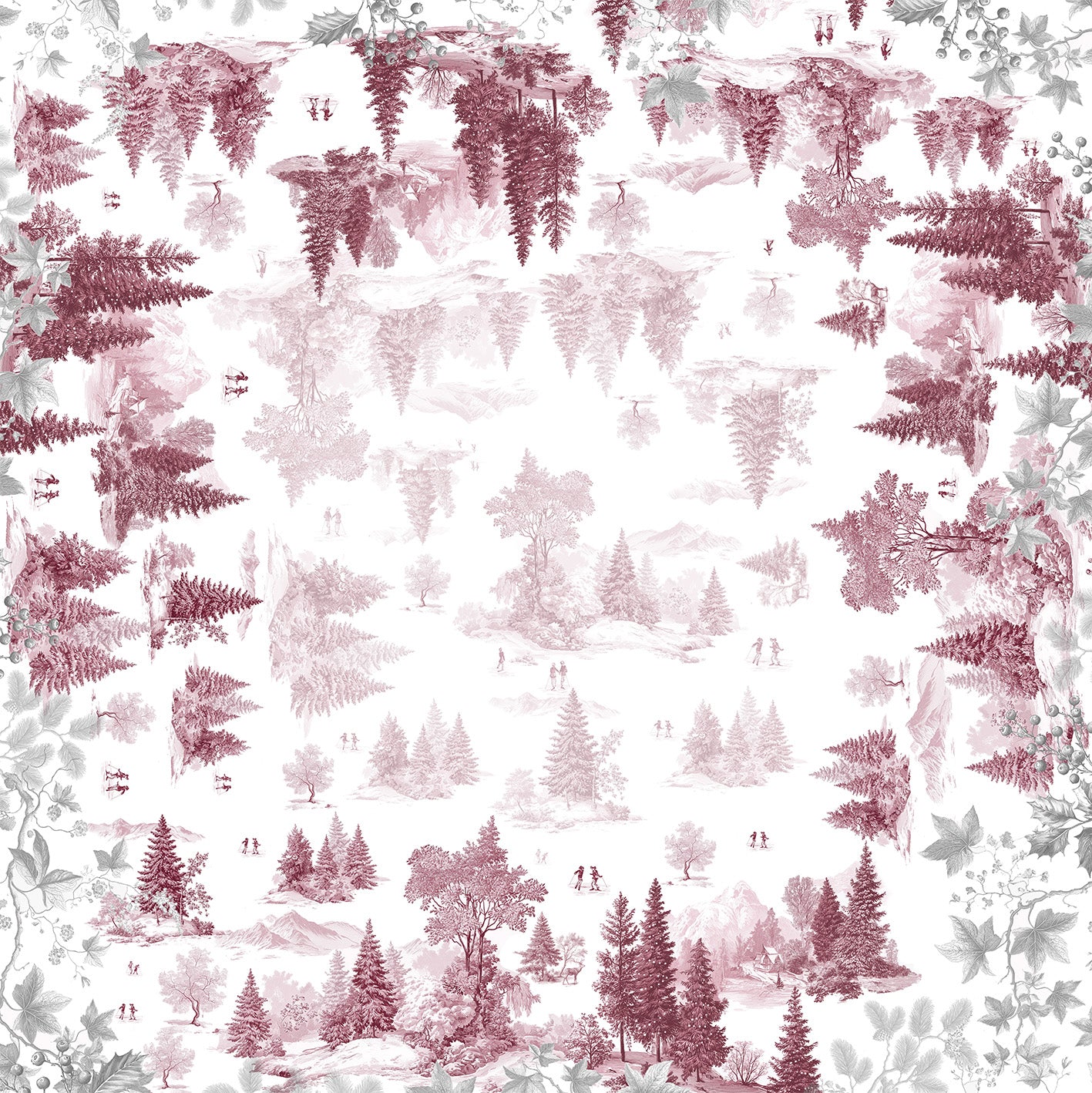 Toile De Jouy tablecloth premium linen with digitally printed decorative design