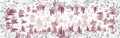 Toile De Jouy Runner Premium Linen with classic illustrated print, ruby variant, 80x250 cm