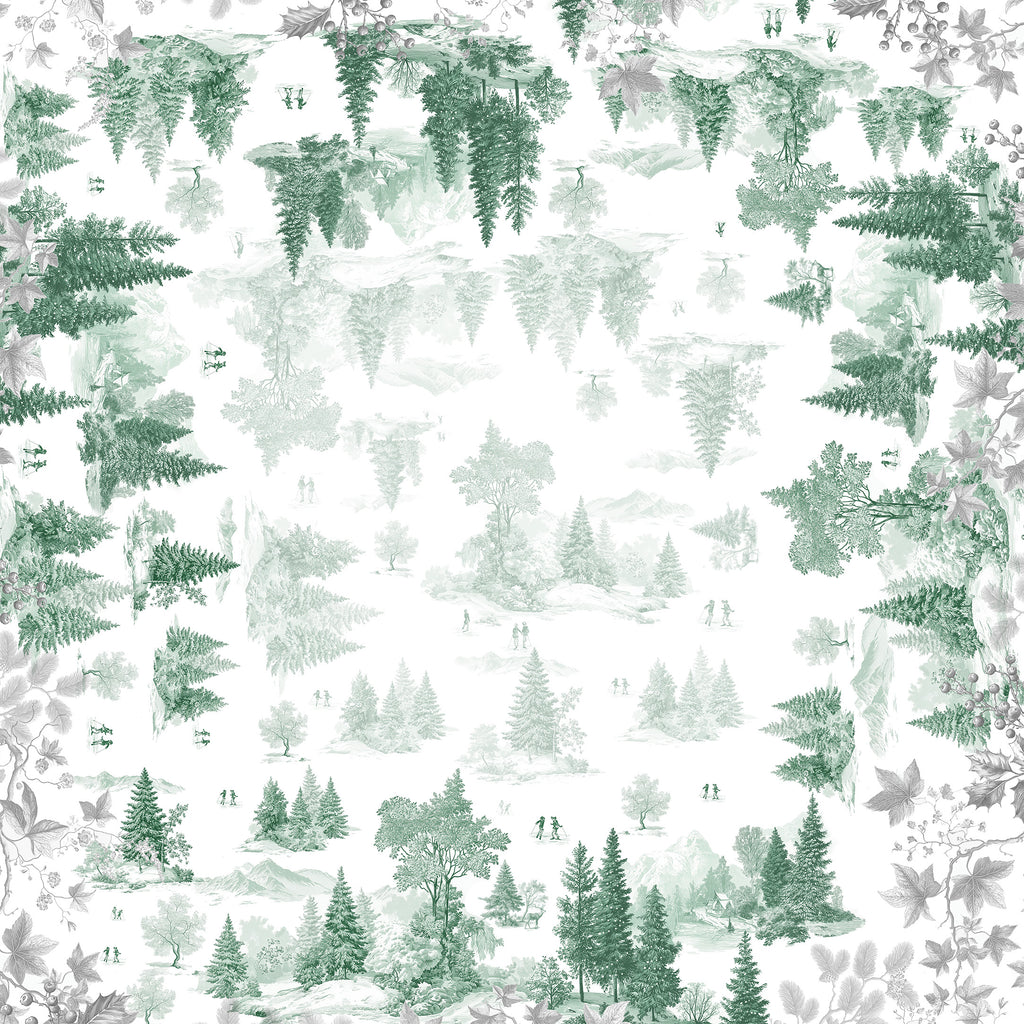 Toile De Jouy tablecloth premium linen with digitally printed decorative design
