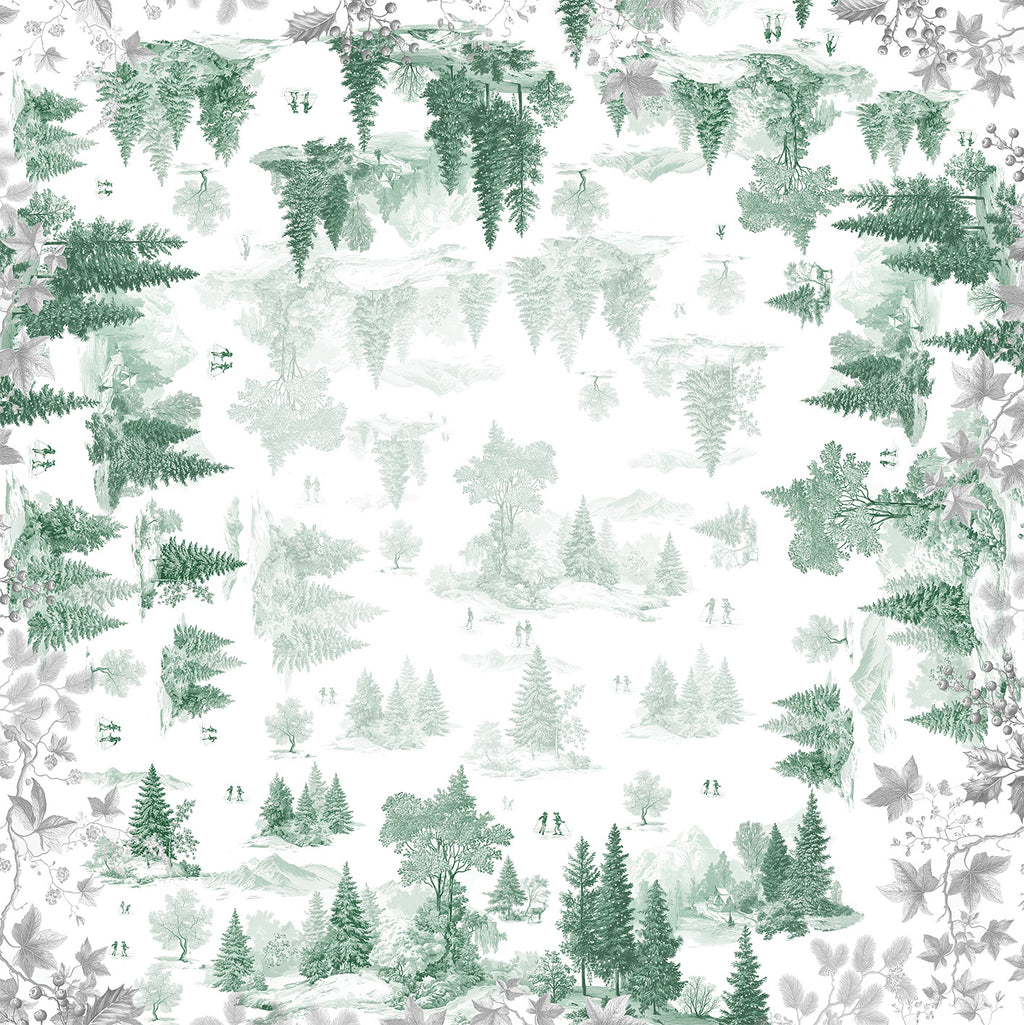 Toile De Jouy tablecloth premium linen with digitally printed decorative design