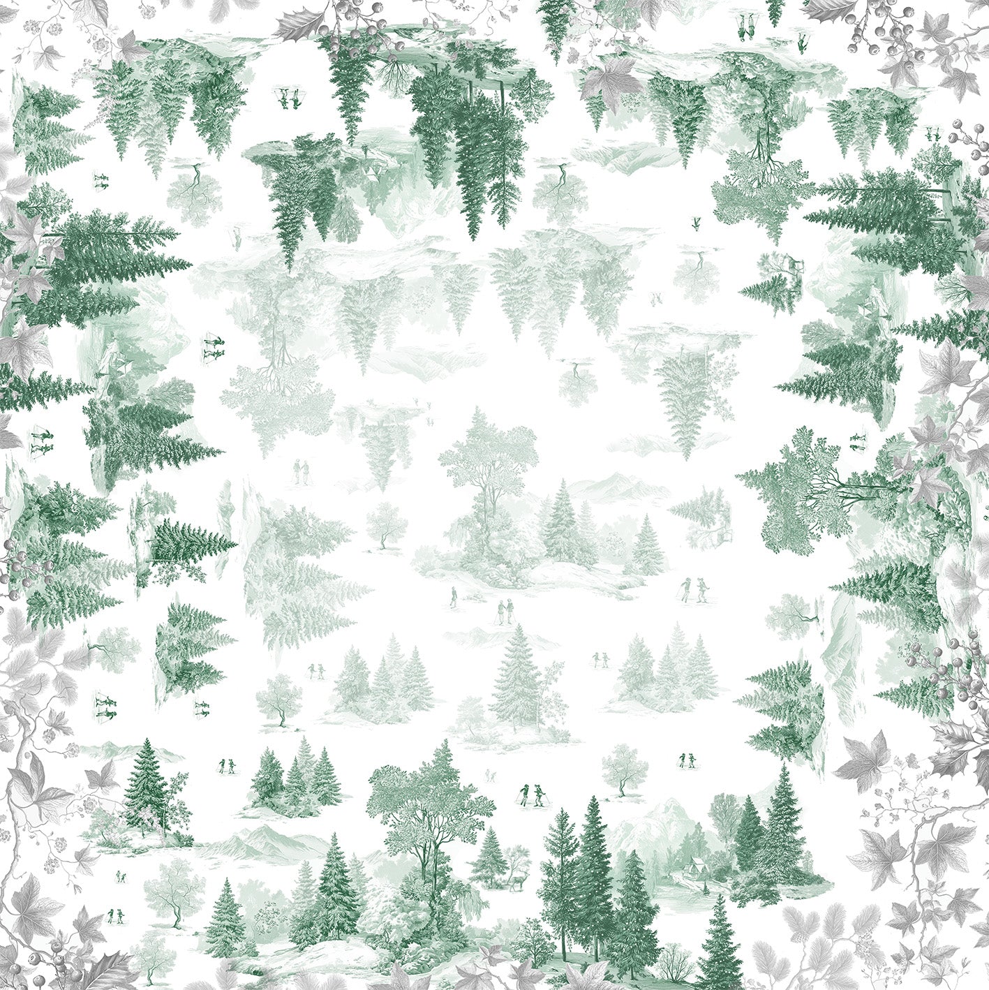 Toile De Jouy tablecloth premium linen with digitally printed decorative design