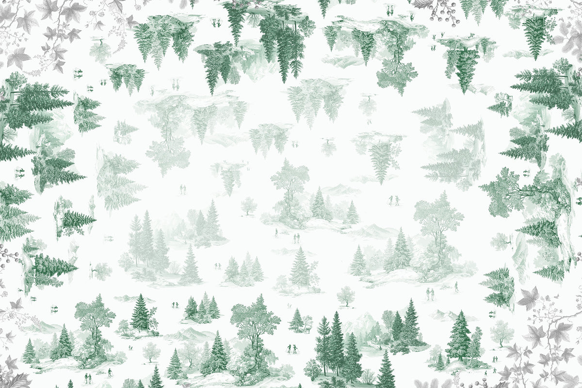 Toile De Jouy tablecloth premium linen with digitally printed decorative design
