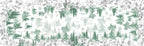 Toile De Jouy Runner Premium Linen with classic illustrated print, green variant, 80x250 cm
