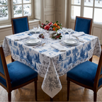 Toile De Jouy tablecloth premium linen in 180x270 cm with digitally printed decorative design