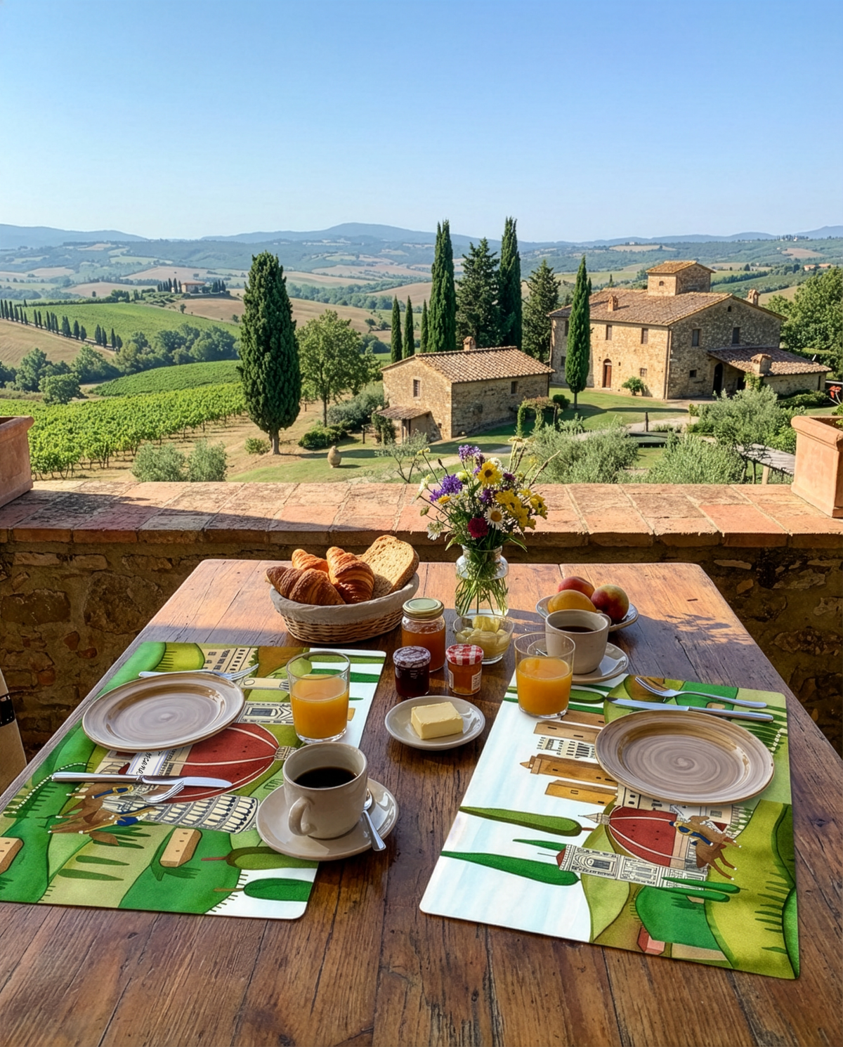 Lot de 2 sets de table en coton Panama Toscana