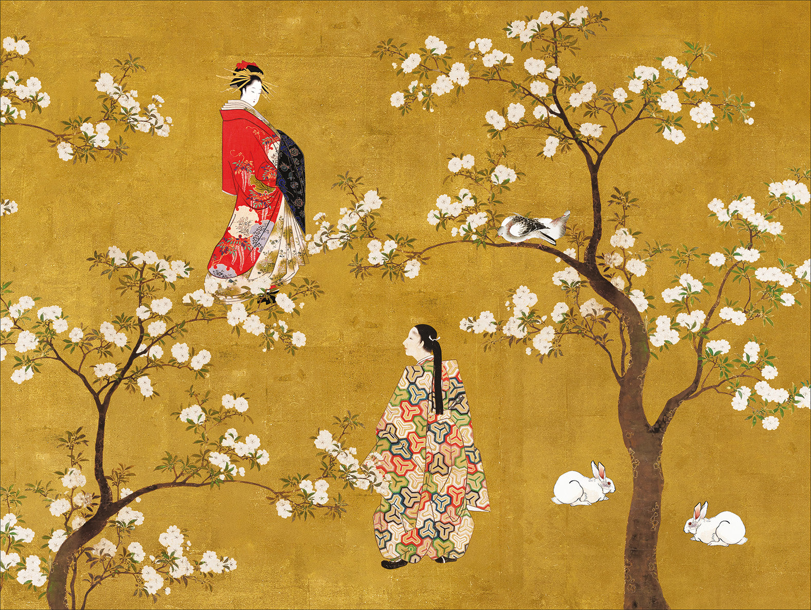 Set of 2 rectangular hardboard placemats «Ukiyo», 100% Made in Italy