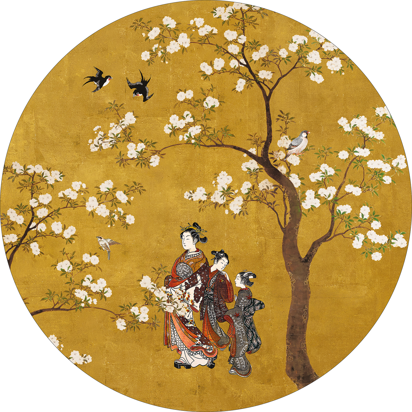 Set of 2 round hardboard placemats «Ukiyo» 100% Made in Italy