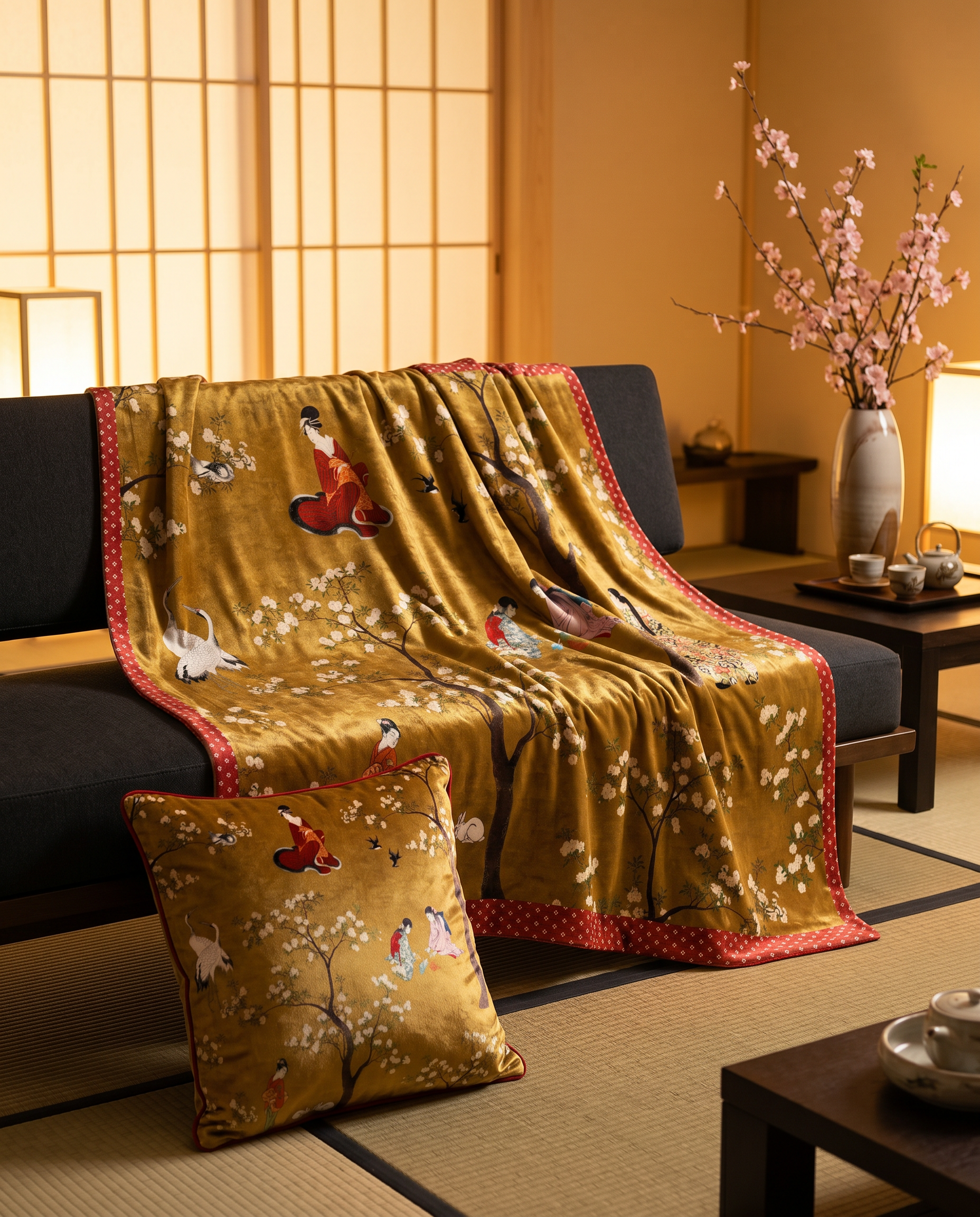 Plaid «Ukiyo», 100% Made in Italy