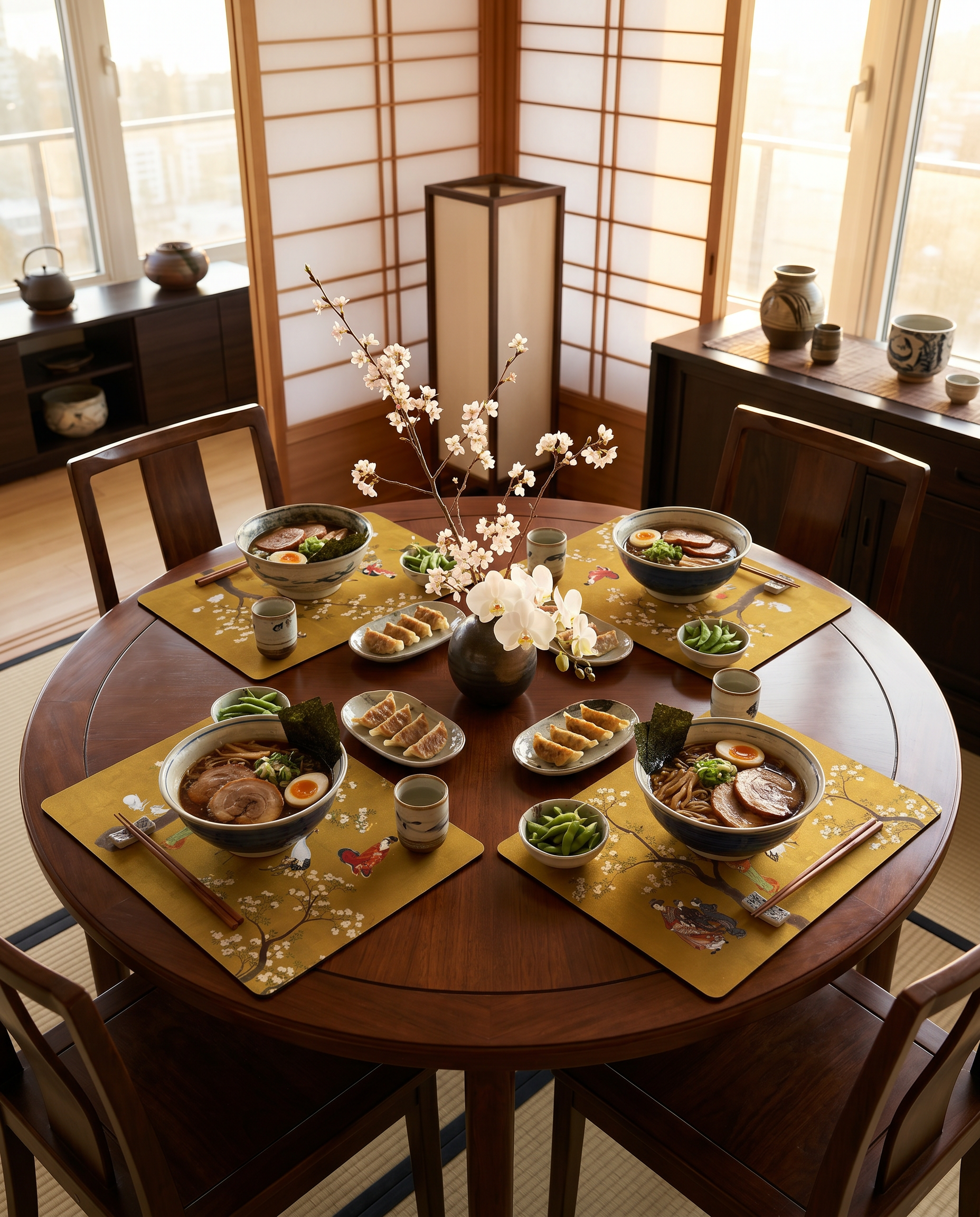 Set of 4 Placemats Premium Linen «Ukiyo» 100% Made in Italy