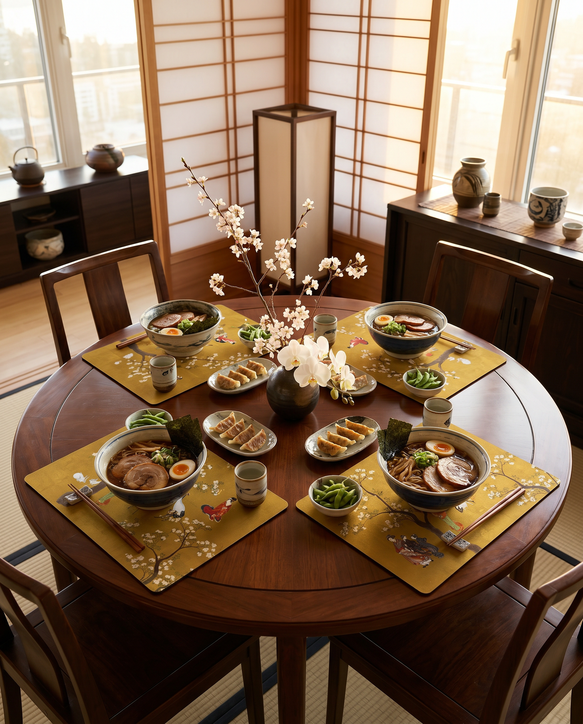 Set of 4 Placemats Premium Linen «Ukiyo» 100% Made in Italy