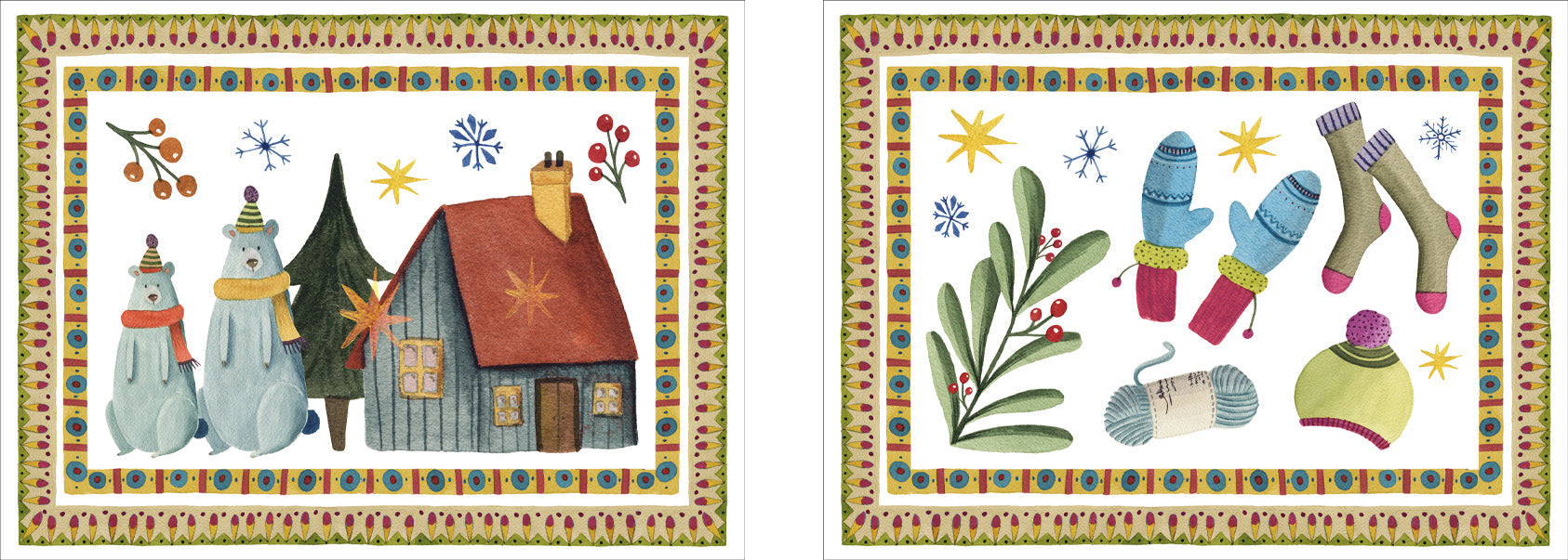 Set of 2 rectangular hardboard placemats Winter Party The Napking