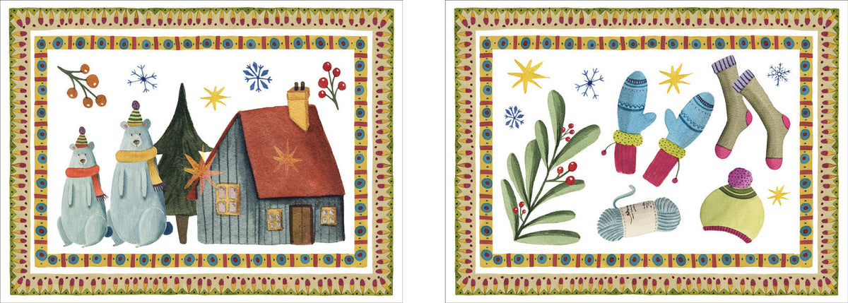 Set of 2 rectangular hardboard placemats Winter Party The Napking