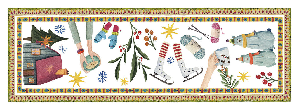 Cotton Satin Runner Winter Party The Napking