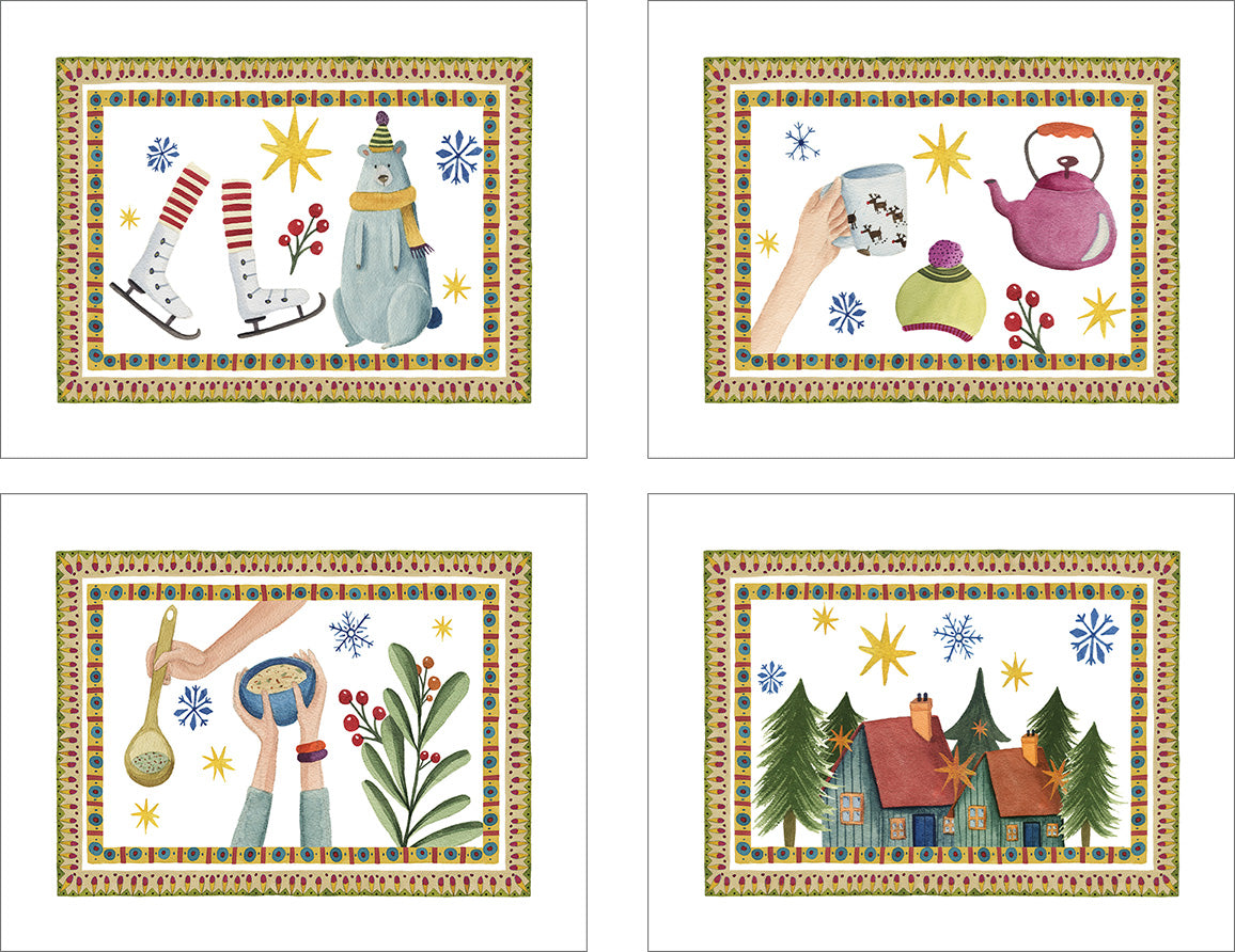 Set of 4 Placemats Winter Party 100% Made in Italy The Napking