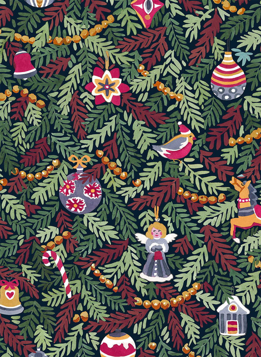 Xmas Charms kitchen towel pure linen with festive holiday charm print image 3