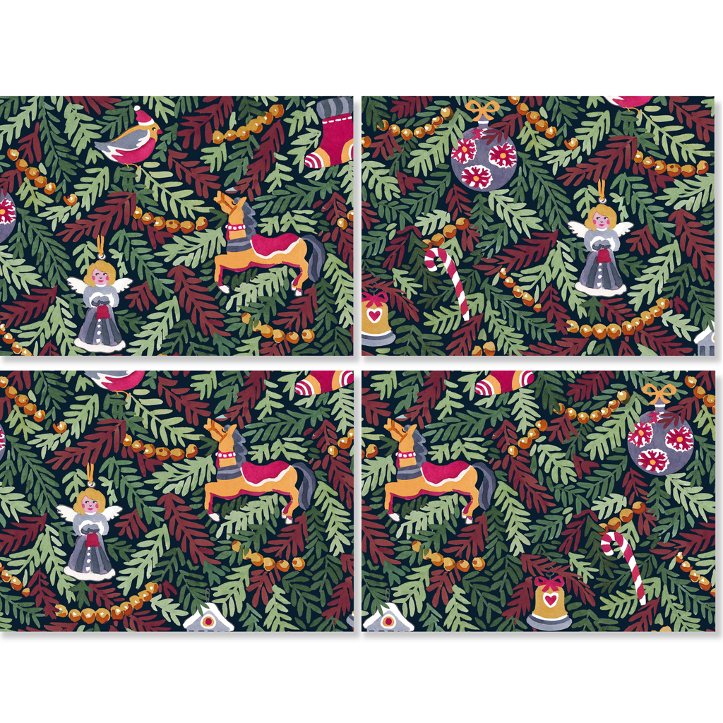 Xmas Charms set of 4 placemats pure linen with festive holiday charm print image 2